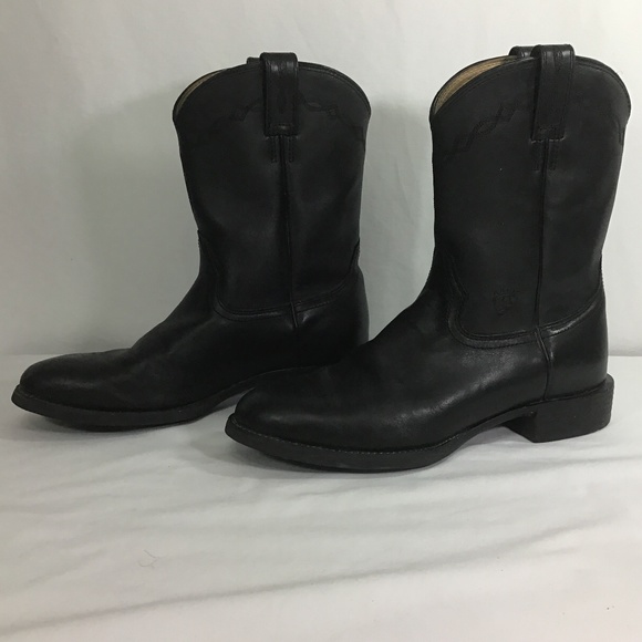 Ariat Men’s Heritage Roper Black Leather Boots - Picture 4 of 11